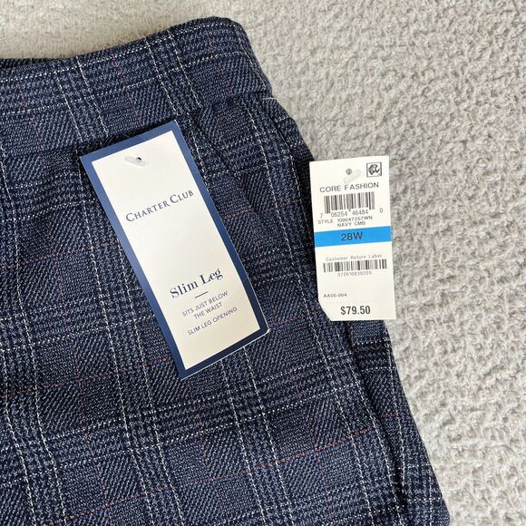 Charter Club Pant Women 28W Plaid Slim Slimming Stretch Cuffed Plus Size 50x28 - Picture 5 of 16